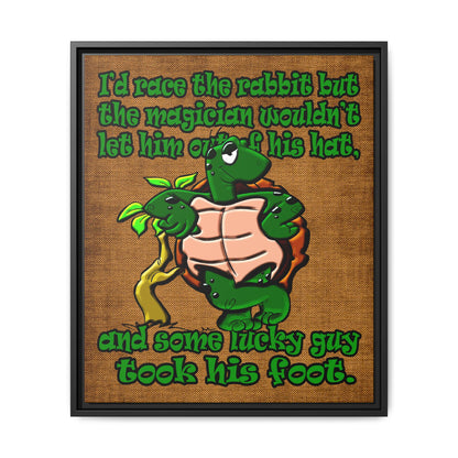 turtle race - framed canvas art (brown papyrus)