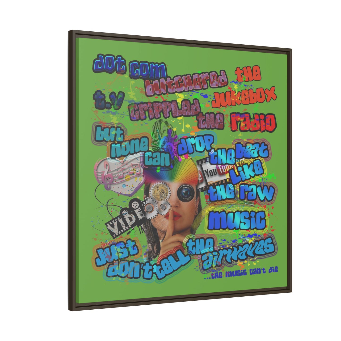 drop the beat - framed canvas art (green)