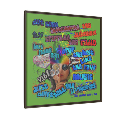 drop the beat - framed canvas art (green)