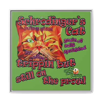 schrodinger's cat - framed canvas art (green)