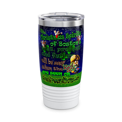 christmas spirits of boston - Ringneck Tumbler, 20oz ('snoops' background)