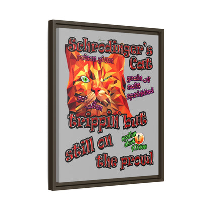 schrodinger's cat - framed canvas art (light grey)