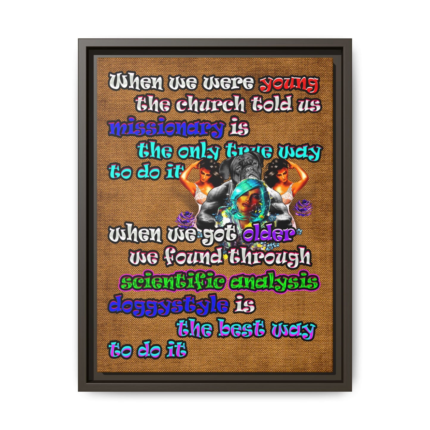 doggystyle - framed canvas art (brown papyrus)