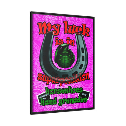 my luck - framed canvas art (pink swirl)