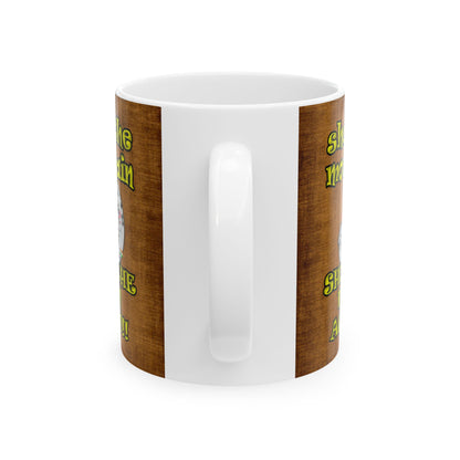 shoot the moon again - White Mug (brown papyrus)