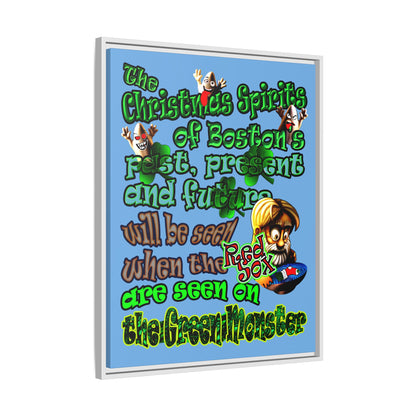 christmas spirits of boston - framed canvas art (light blue)