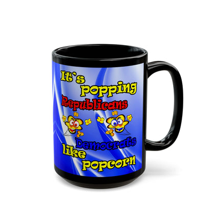 popping like popcorn - Black Mug (blue-white wave)