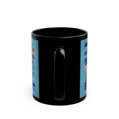 drop the beat - Black Mug (faded blue)