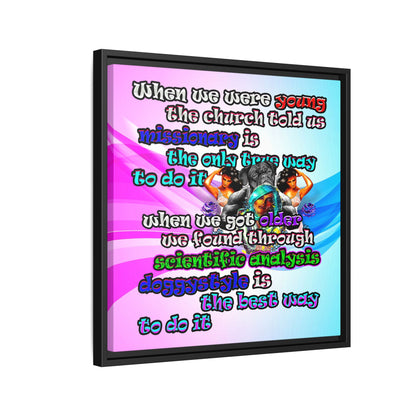 doggystyle - framed canvas art (light blue-pink wave)