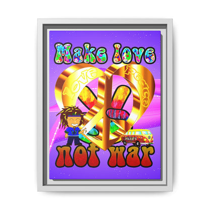 love peace - framed canvas art (purple-pink wave)