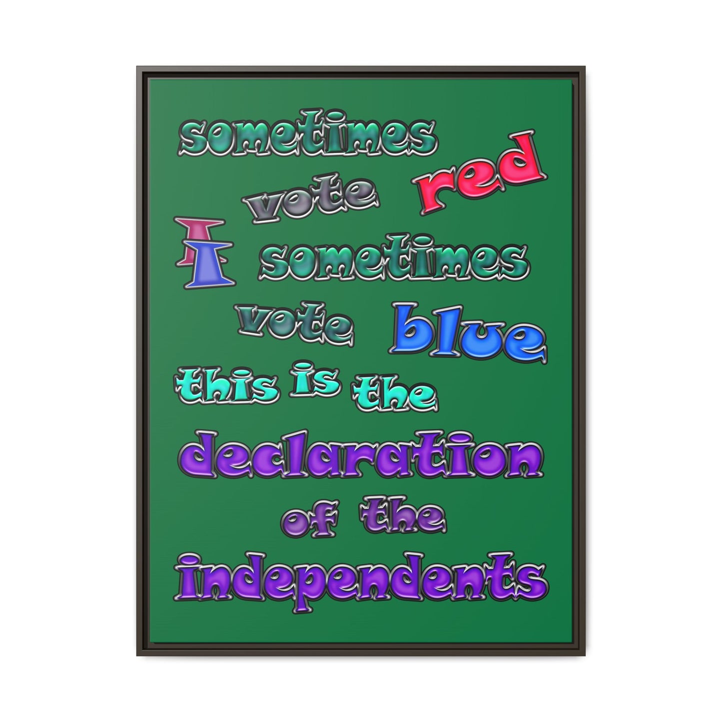 declaration of the independents - framed canvas art (dark green)