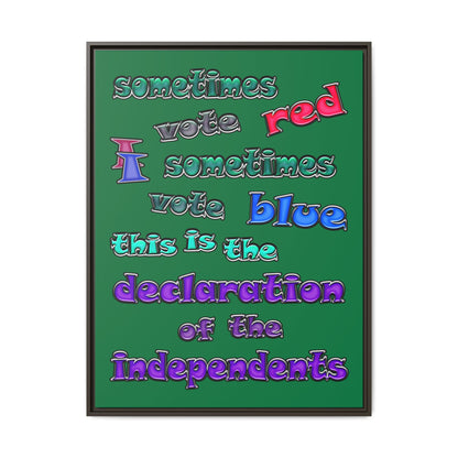 declaration of the independents - framed canvas art (dark green)