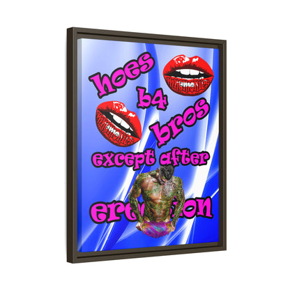 hoes b4 bros - framed canvas art (blue-white wave)
