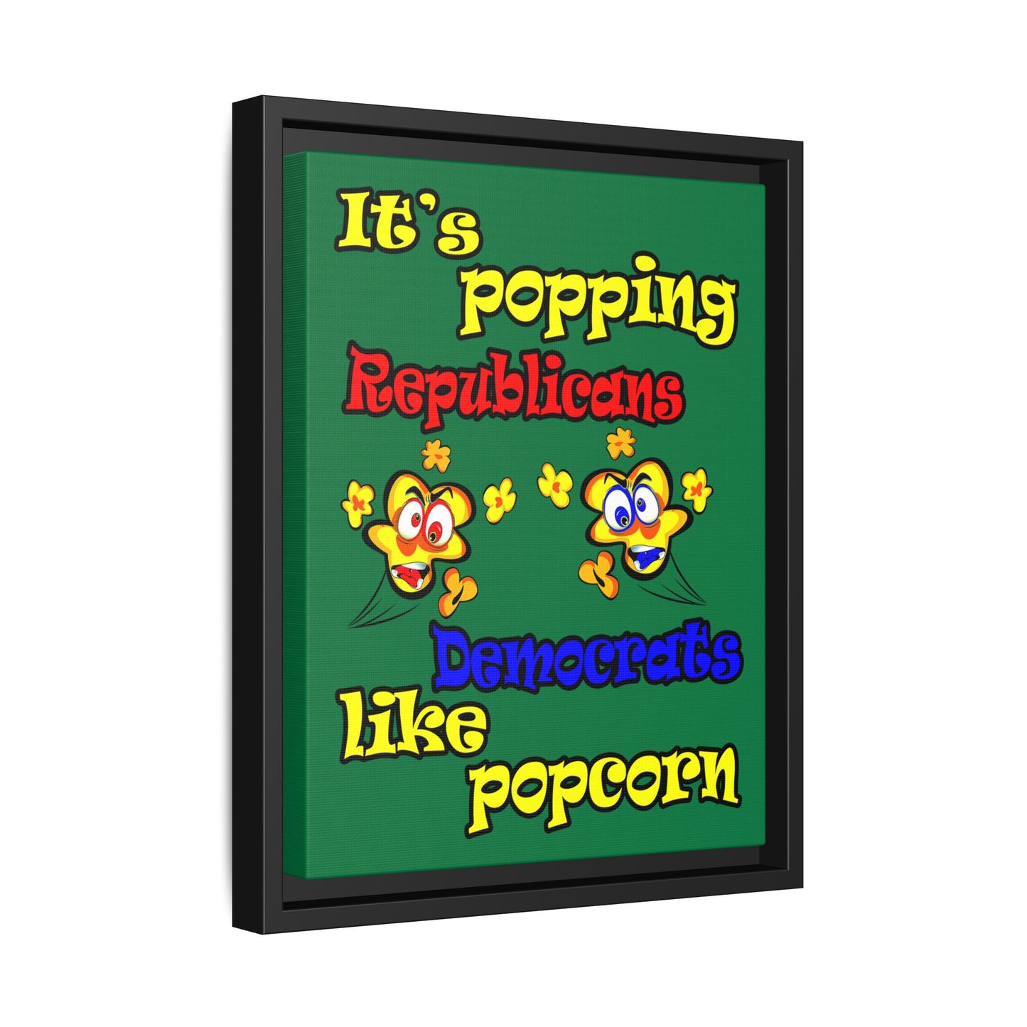 popping like popcorn - framed canvas art (dark green)