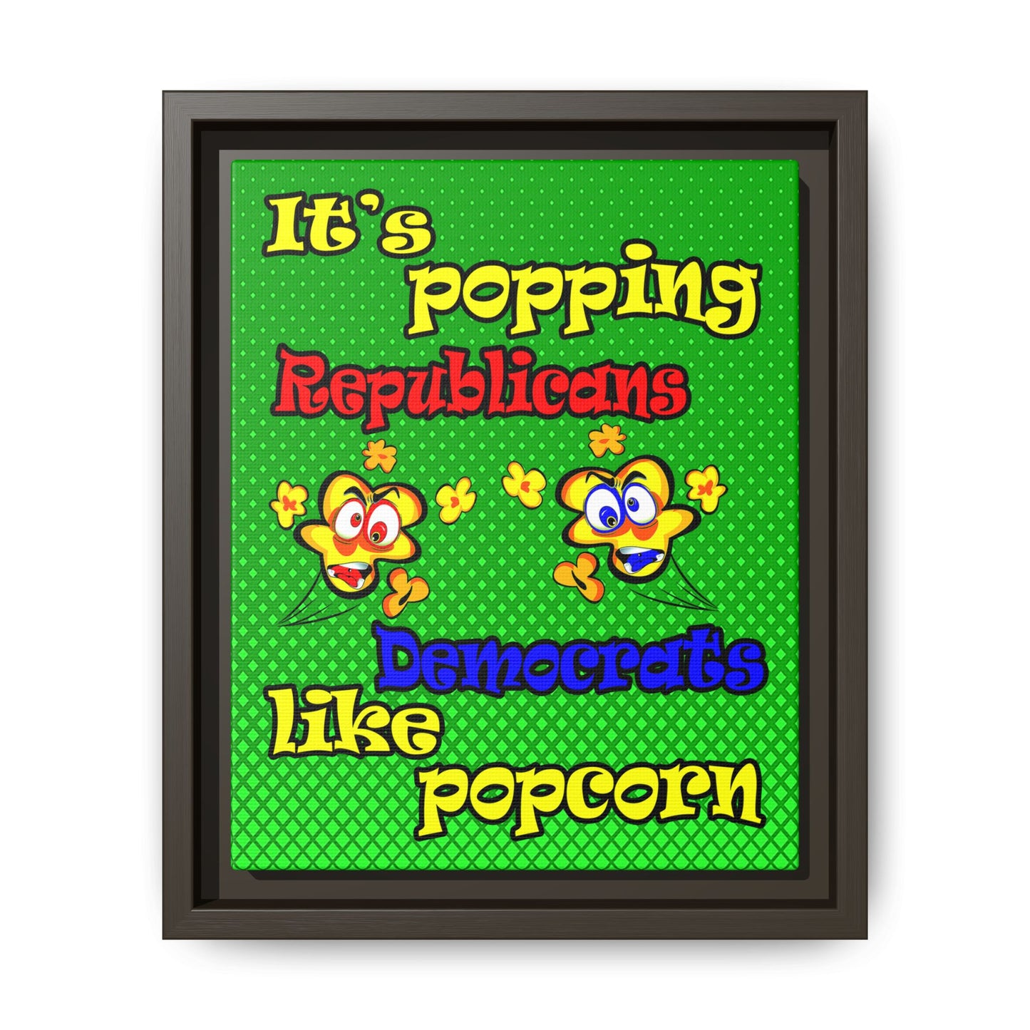 popping like popcorn - framed canvas art (logo green)