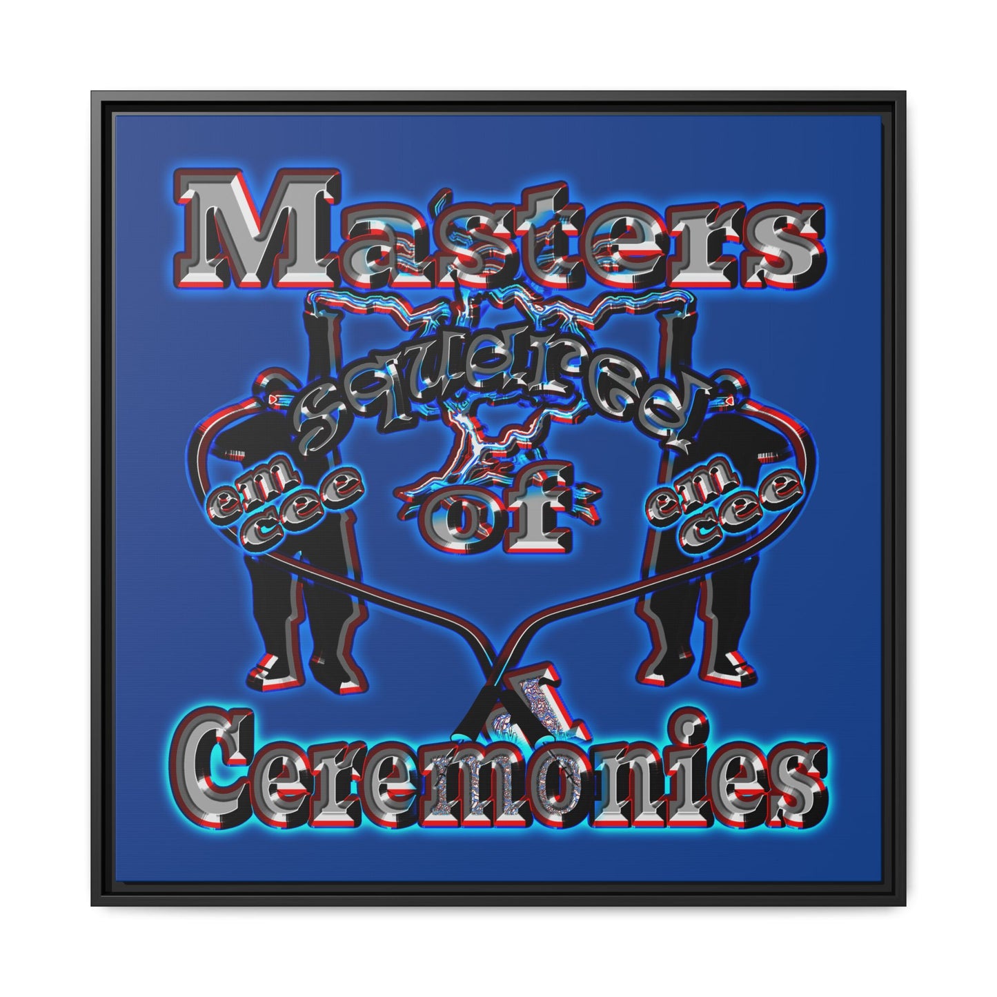 em cee squared - framed canvas art (dark blue)
