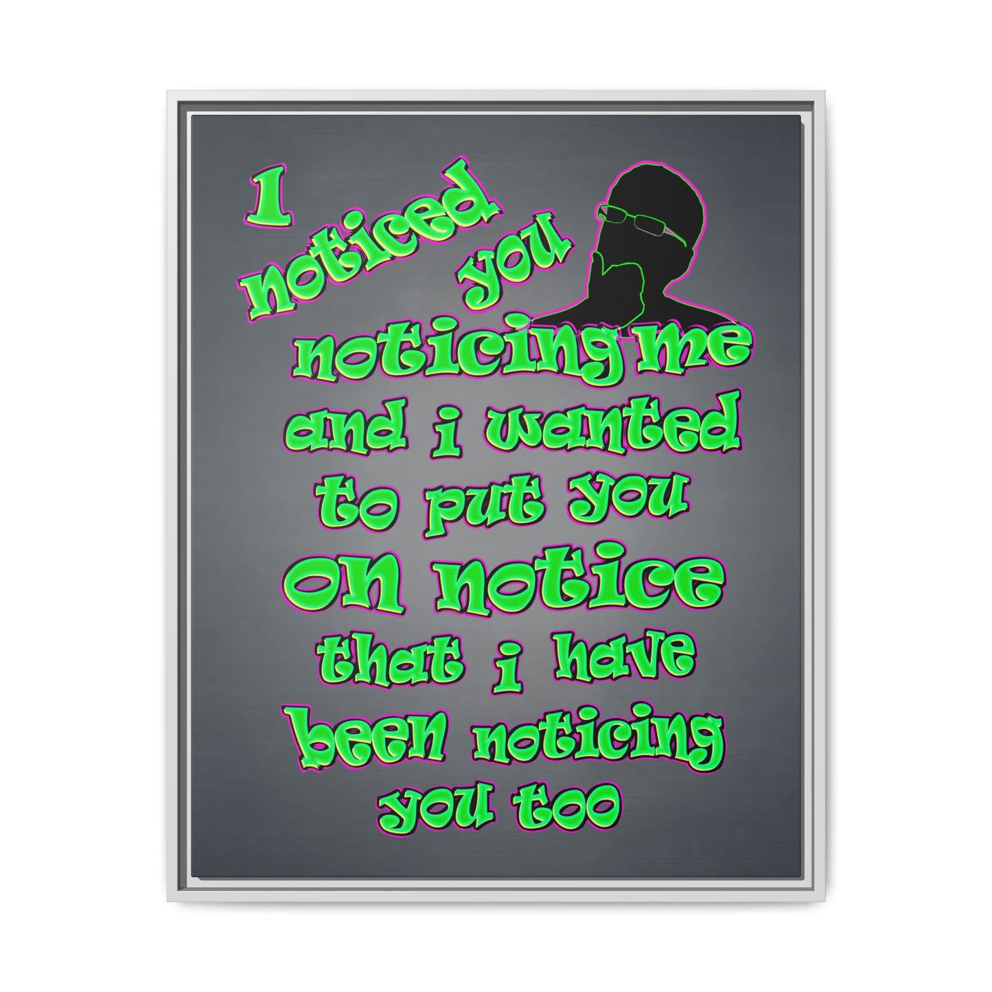 noticed you noticing - framed canvas art (grey-light grey)