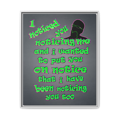 noticed you noticing - framed canvas art (grey-light grey)