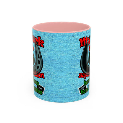 my luck - Accent Mug (faded dark blue)