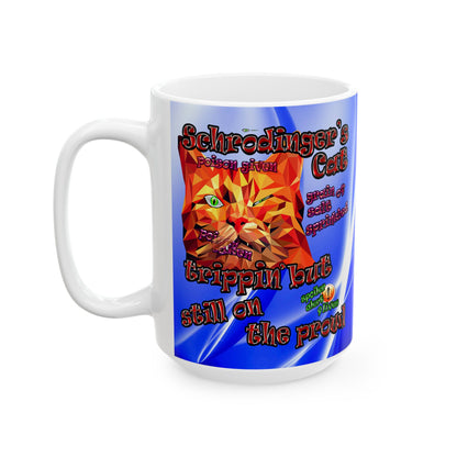 schrodinger's cat - White Mug (blue-white wave)