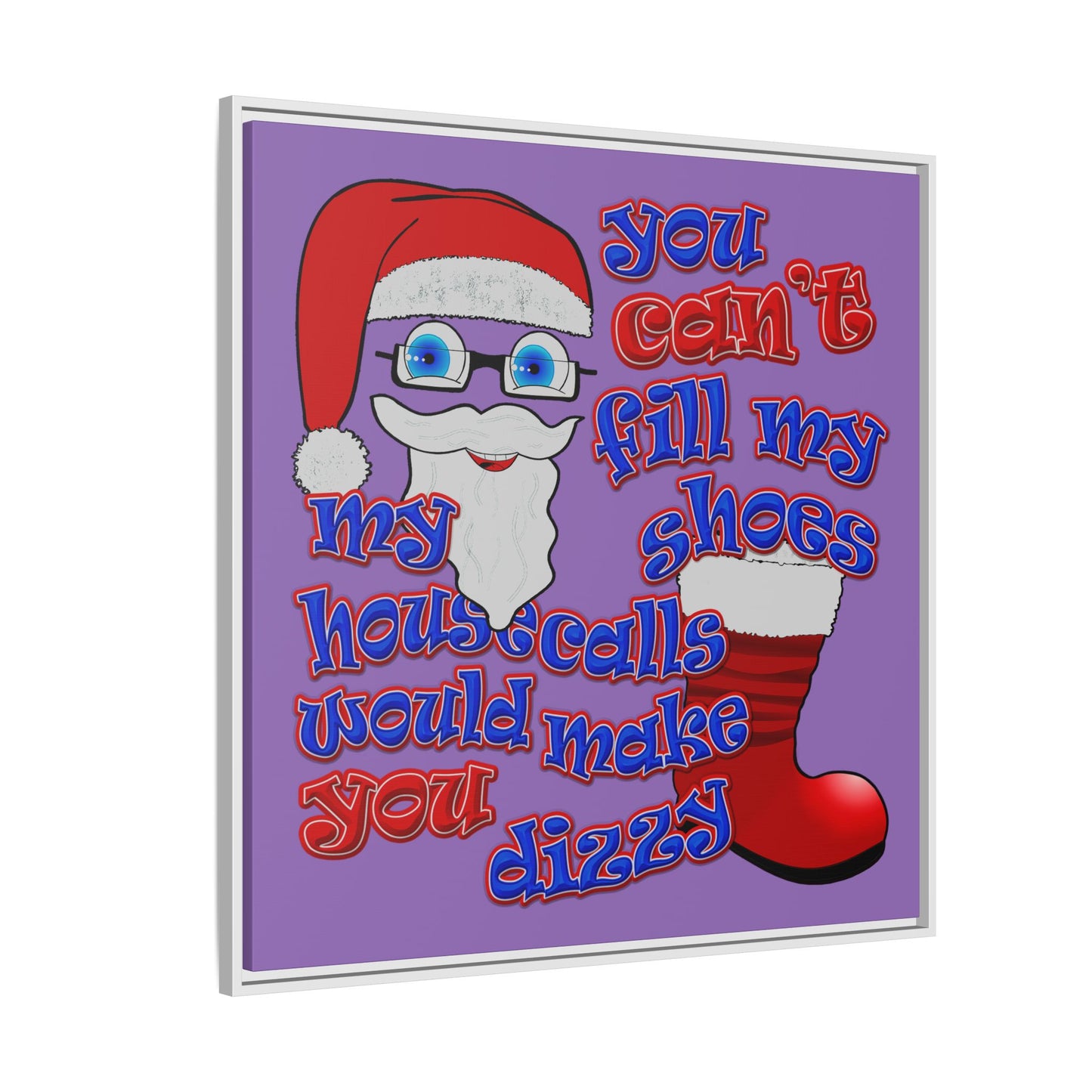 santa's shoes - framed canvas art (light purple)