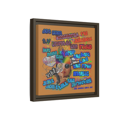 drop the beat - framed canvas art (light brown)