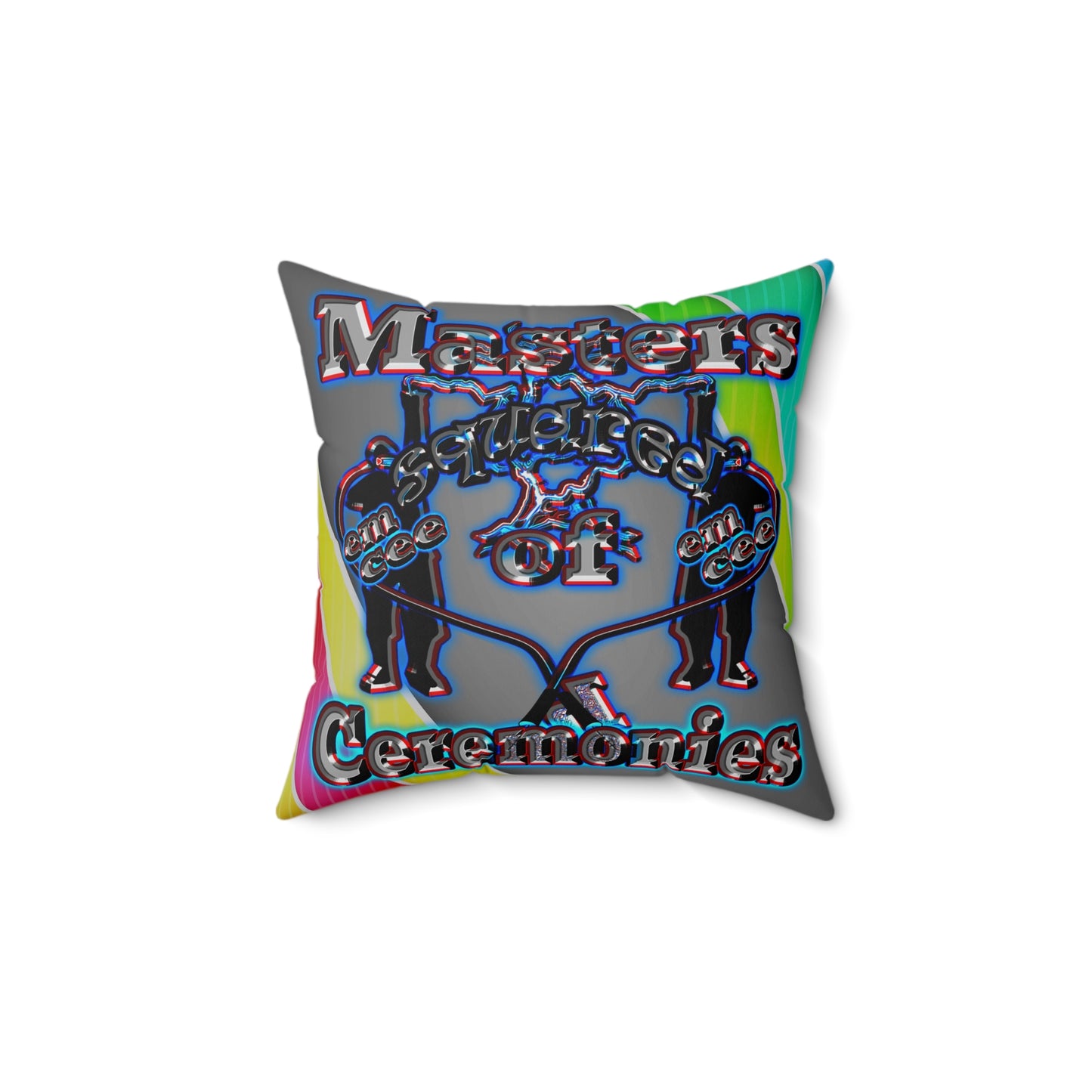 em cee squared - Spun Polyester Square Pillow - (rainbow split)