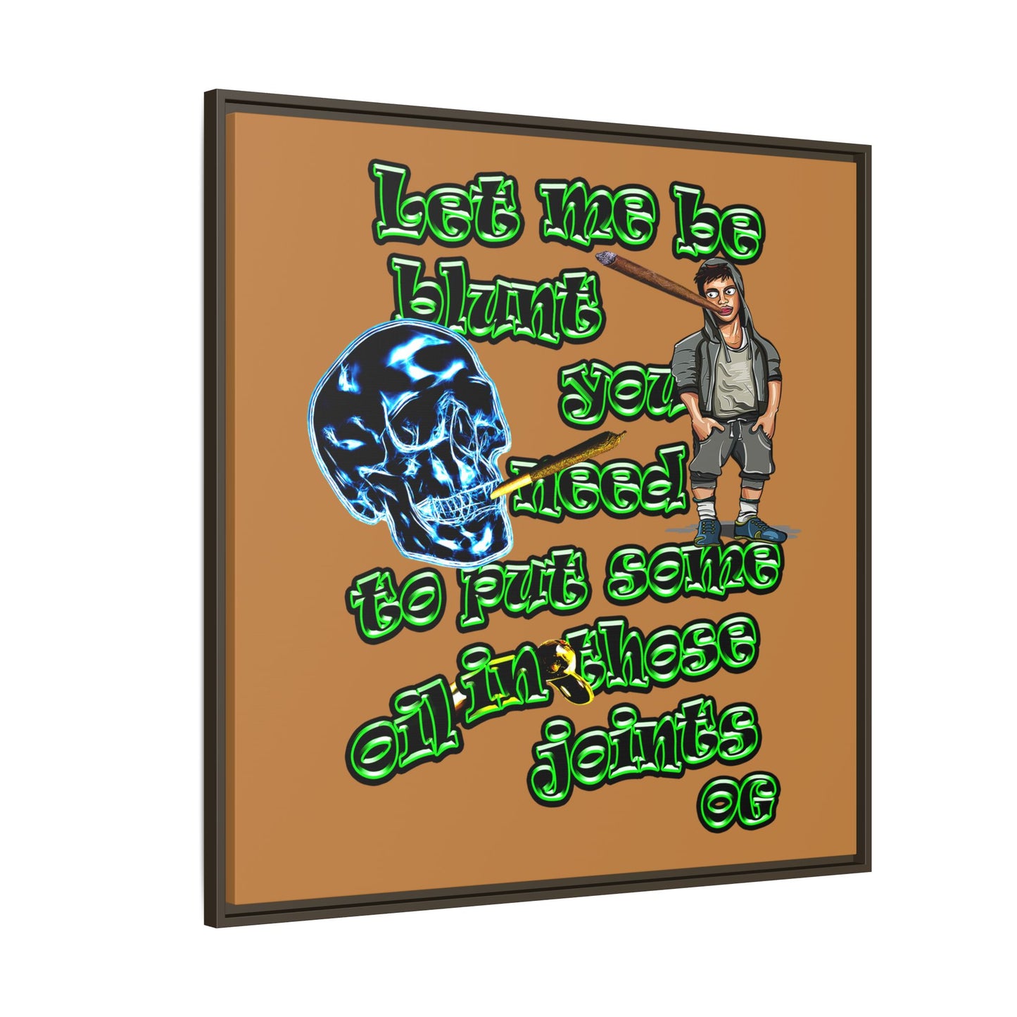 og - framed canvas art (light brown)