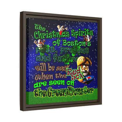 christmas spirits of boston - framed canvas art ('snoops' background)