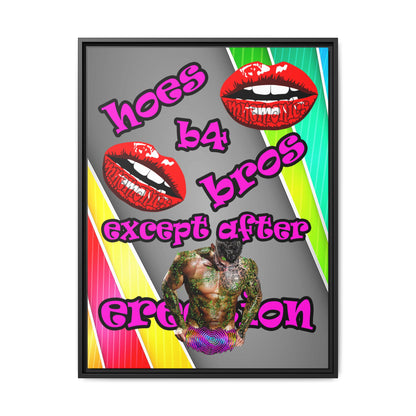 hoes b4 bros - framed canvas art (rainbow split)