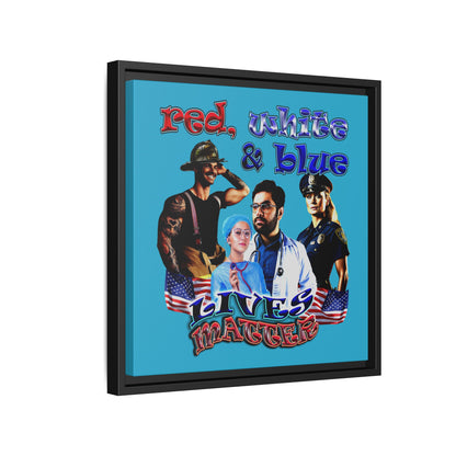 rw&b lives matter - framed canvas art (turquoise)