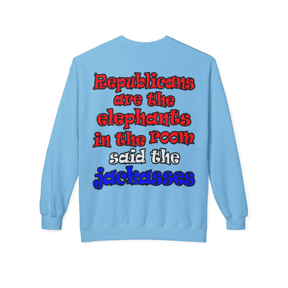 donkeys and elephants - Unisex Midweight Softstyle Fleece Crewneck Sweatshirt