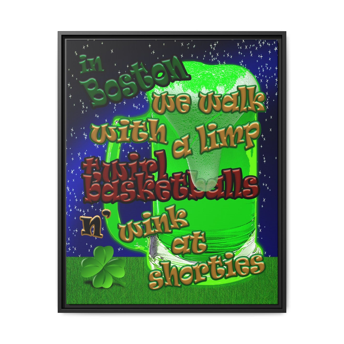 celtics logo - framed canvas art ('snoops' background)