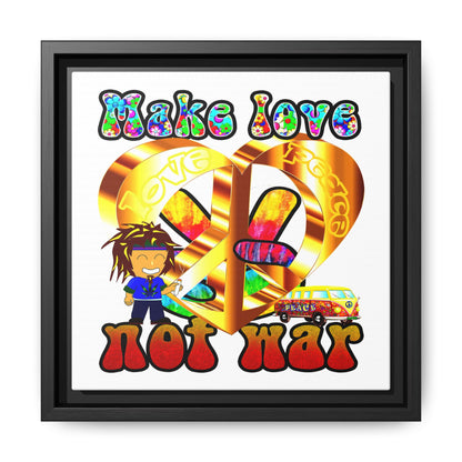 love peace - framed canvas art (white)
