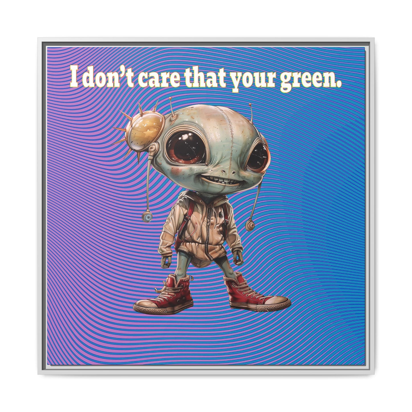 I don't care that your green - framed canvas art (light blue-purple wave)