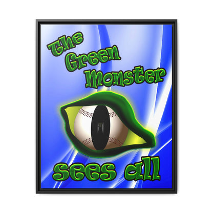 green monster - framed canvas art (blue-white wave)