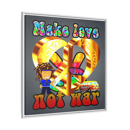 love peace - framed canvas art (grey-light grey)