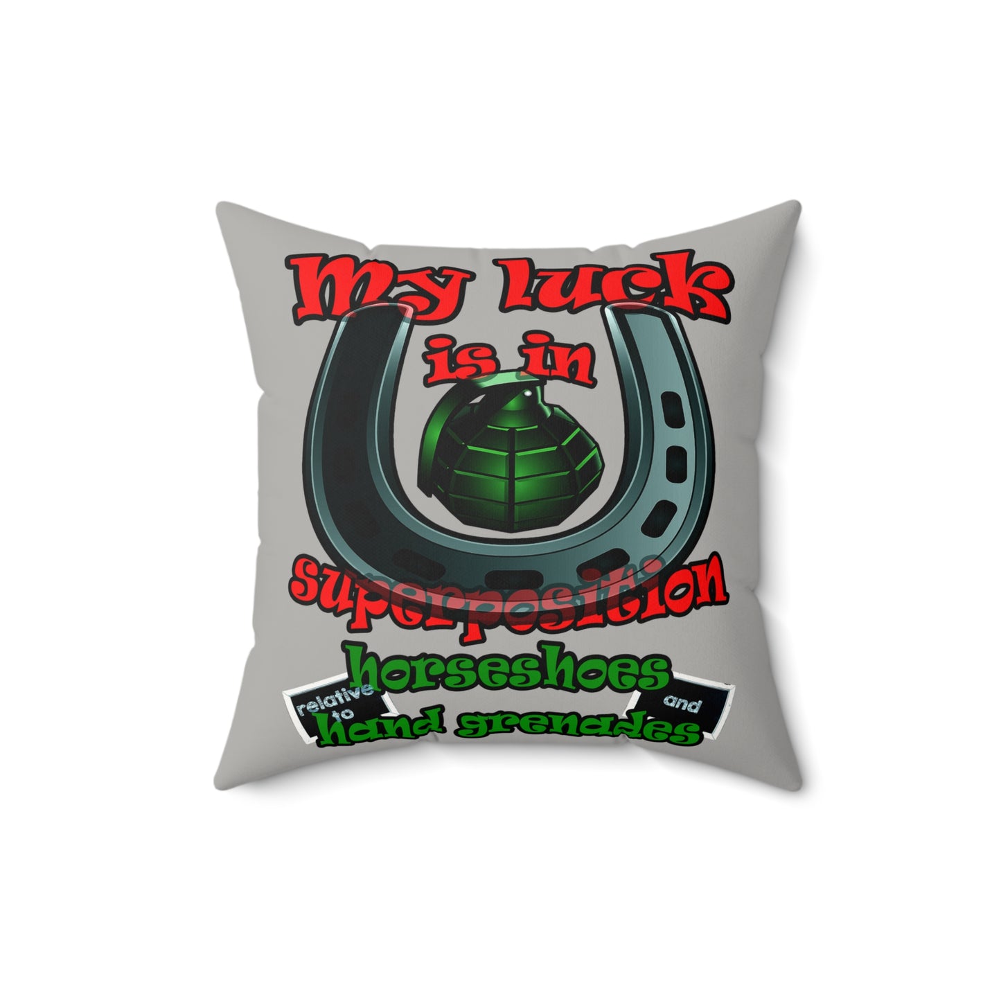 my luck - Faux Suede Square Pillow - (light grey)