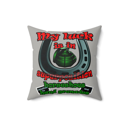 my luck - Faux Suede Square Pillow - (light grey)