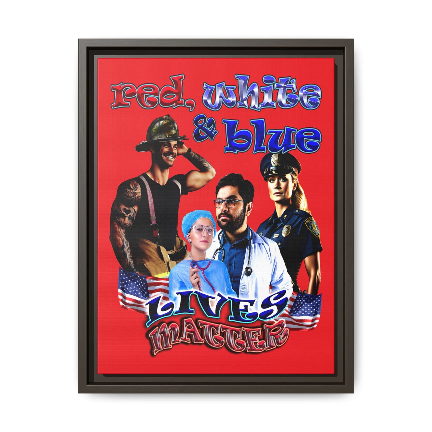 rw&b lives matter - framed canvas art (red)