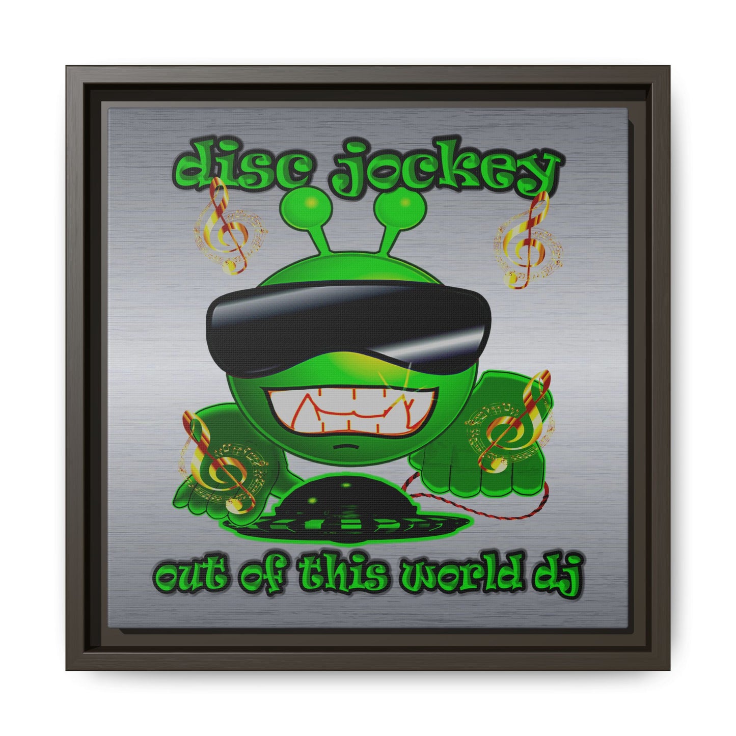 disc jockey - framed canvas art (brushed nickel)