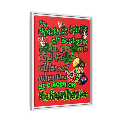 christmas spirits of boston - framed canvas art (red)