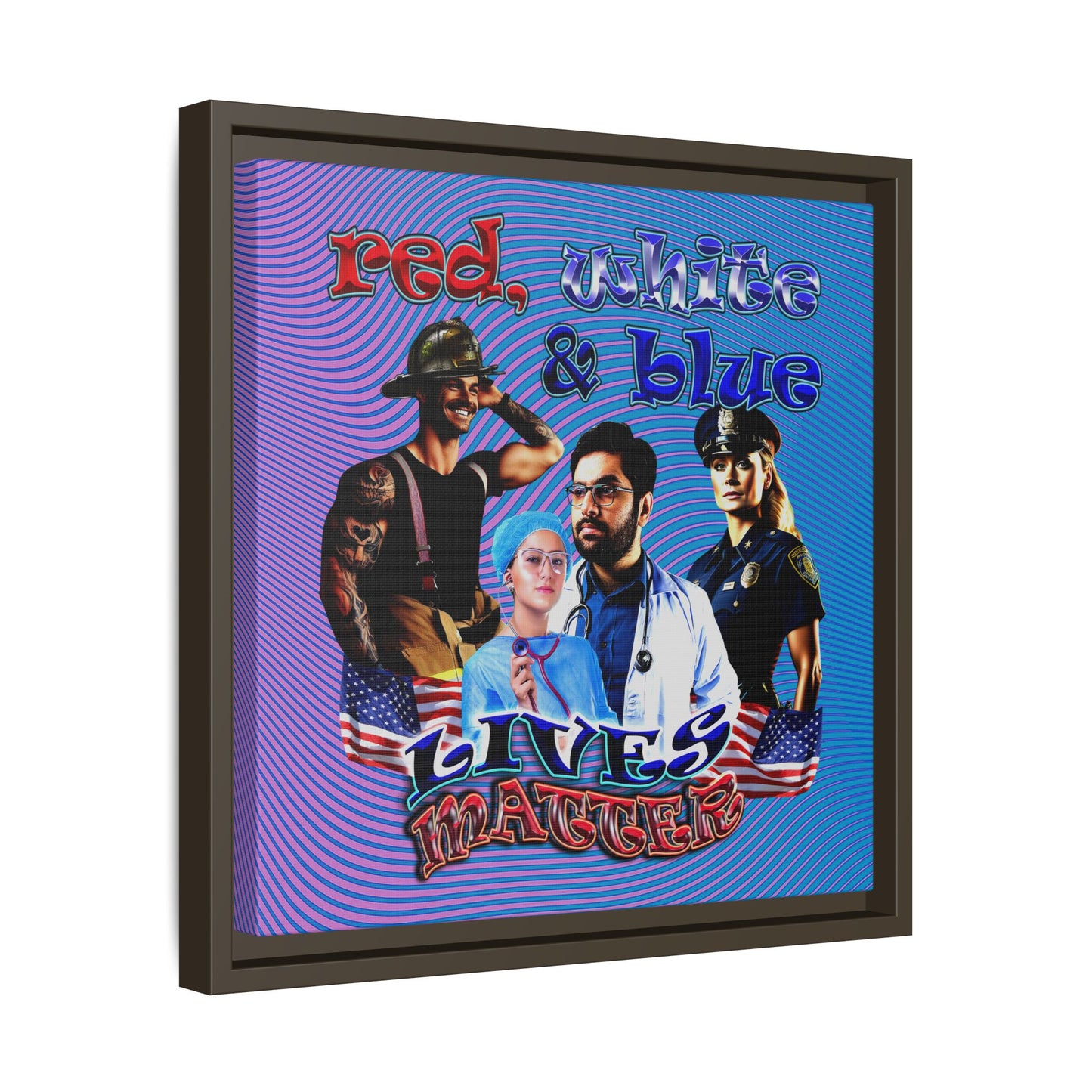 rw&b lives matter - framed canvas art (light blue-purple wave)