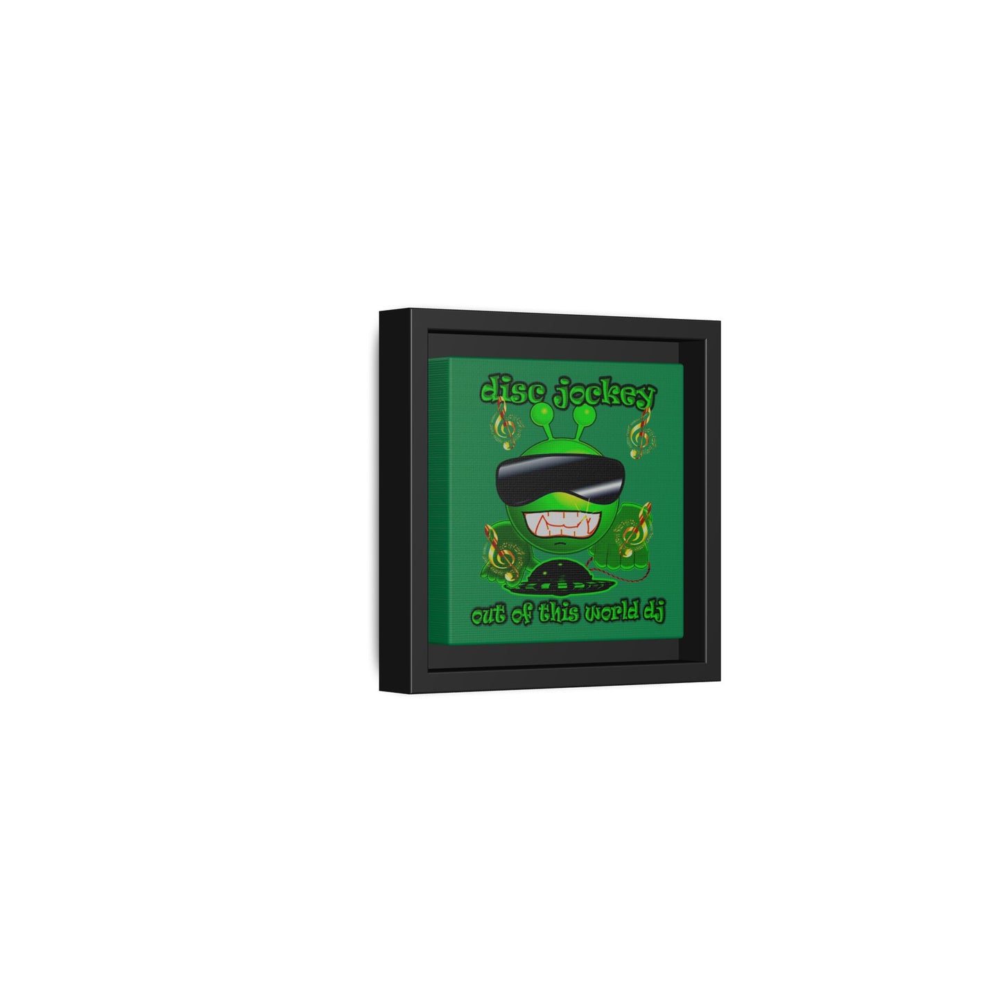 disc jockey - framed canvas art (dark green)
