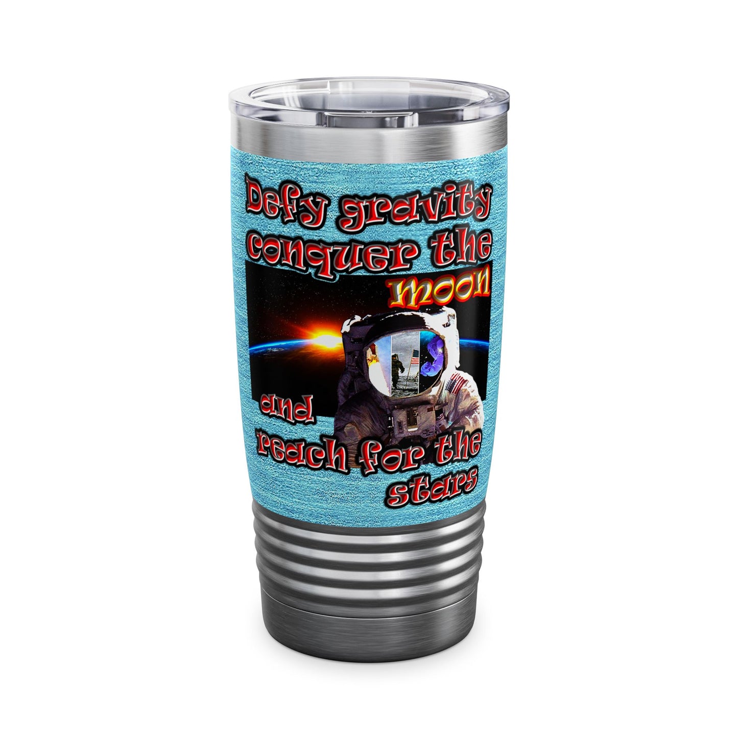 defy conquer reach - Ringneck Tumbler, 20oz (faded blue)