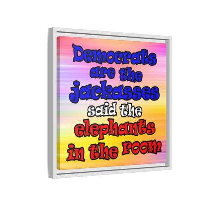 donkeys and elephants - framed canvas art (color blur)