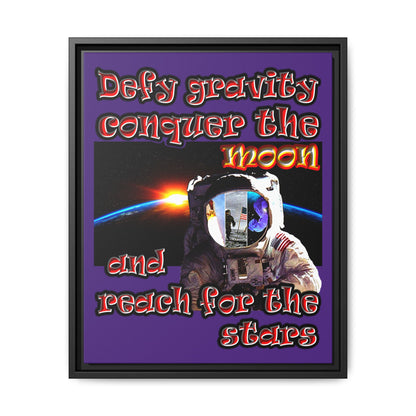defy conquer reach - framed canvas art (purple)