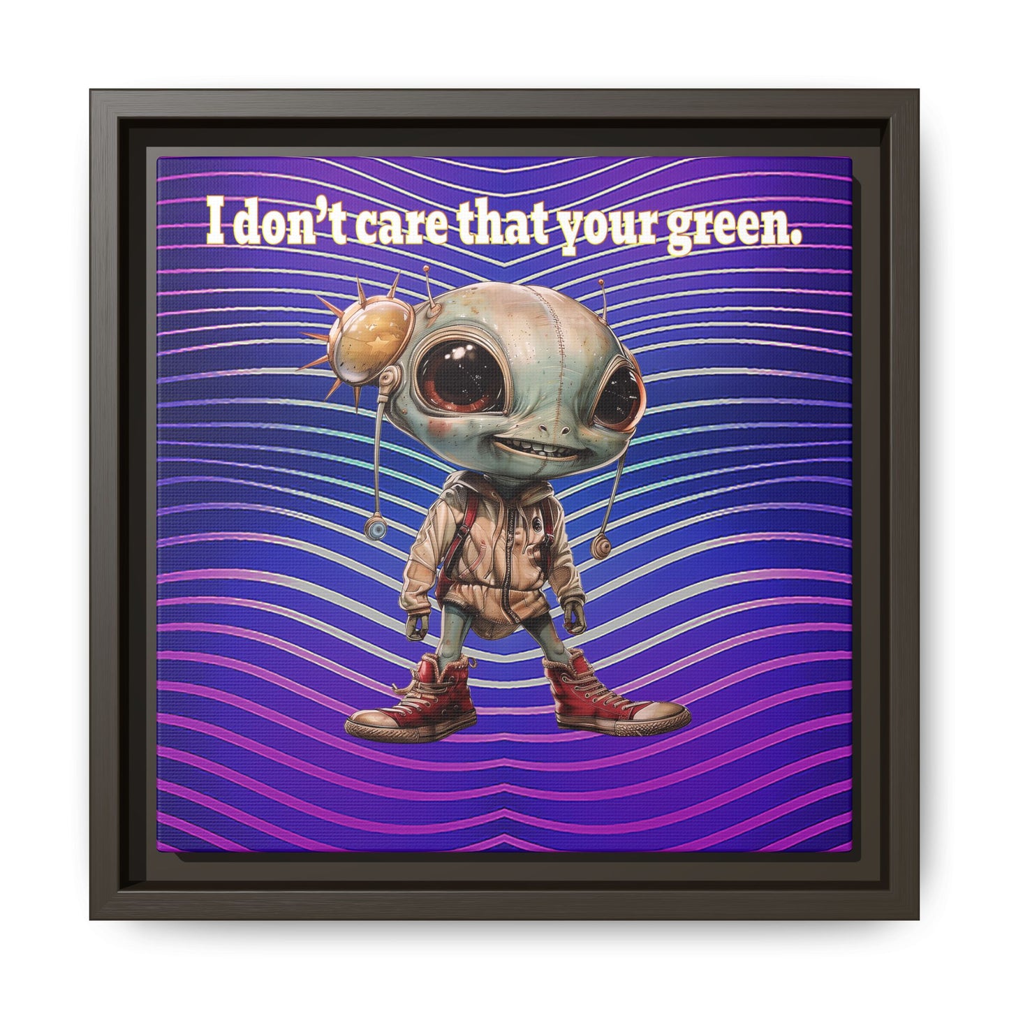 I don't care that your green - framed canvas art (purple wave)