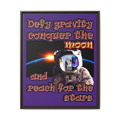 defy conquer reach - framed canvas art (purple)