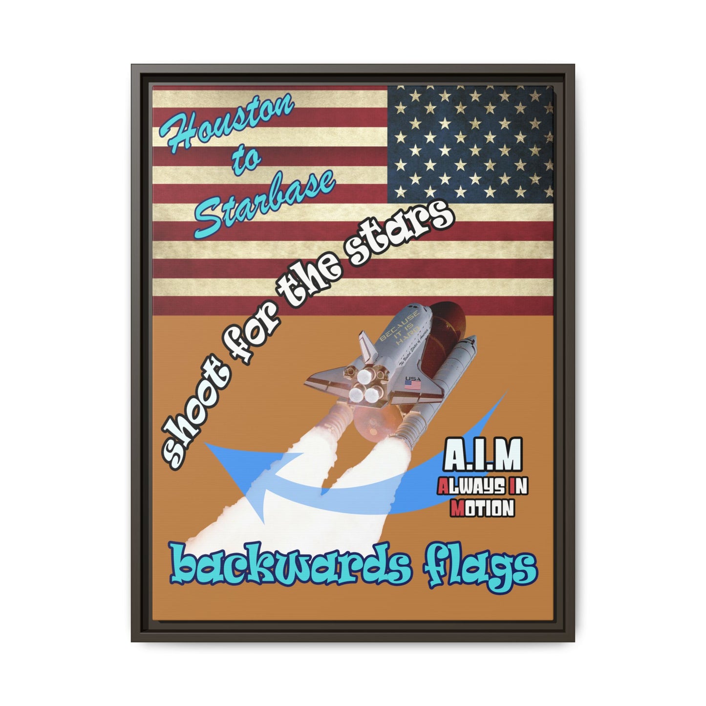 shoot for the stars - framed canvas art (light brown)